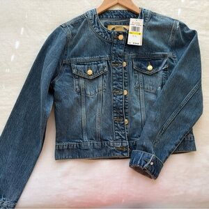Michael Kors Blue Denim Jacket with Gold Accents
